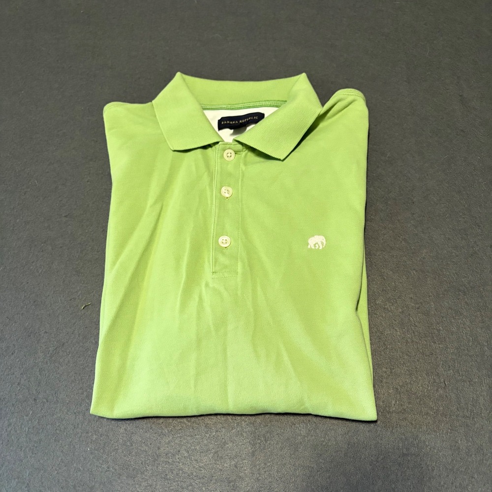 Banana Republic Polo Shirt Mens M Wispy Green Colorful Cotton Logo Preppy